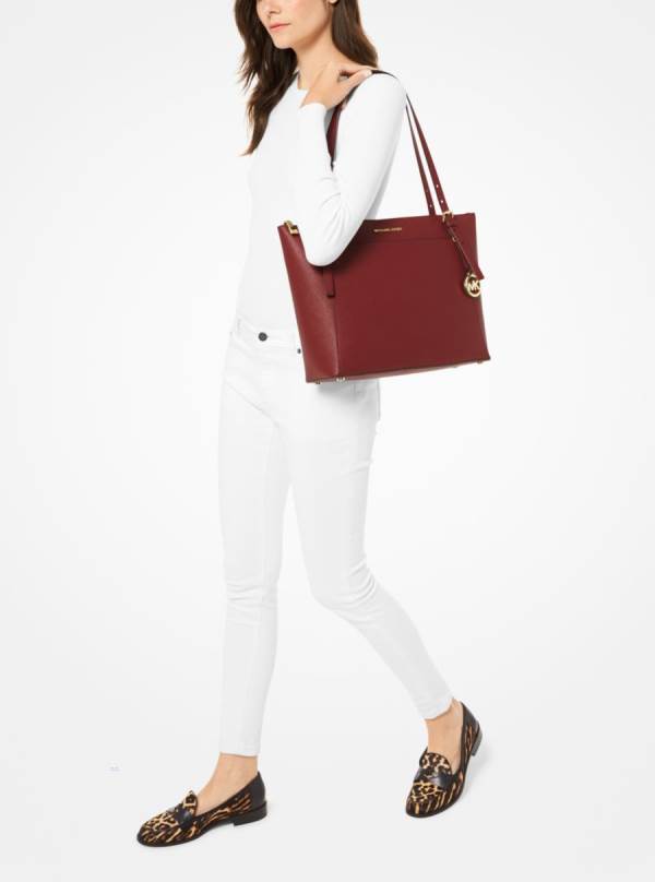 Damske Prenosná Taška Michael Kors Voyager Large Saffiano Leather Top-Zip Hnede - Kabelky Michael Kors Outlet | TJHNX-3690